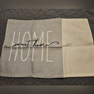 Two Slate Blue & Beige Throw Pillow Covers